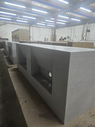 Porcelain vanity units before finishing